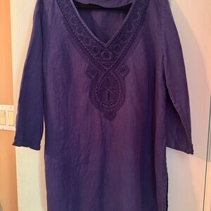 Tommy Bahama Deep Purple Tunic with Embroidery
